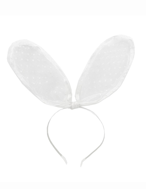 Fashion White Polka Dot Lace Rabbit Ear Headband