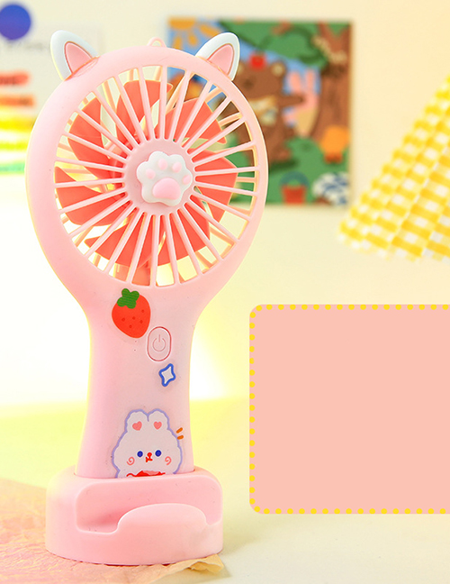 Fashion Pink + 6 Stickers + 1 Sticker Cartoon Usb Handheld Portable Charging Small Fan