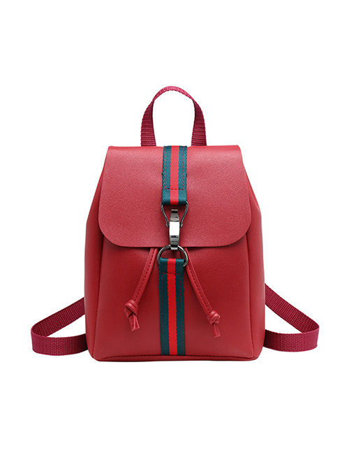 Fashion Red Pu Large Capacity Backpack