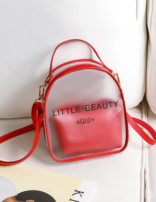 Fashion Red Pvc Letter Transparent Large Capacity Backpack