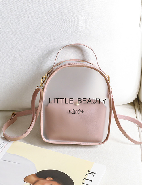 Fashion Pink Pvc Letter Transparent Large Capacity Backpack