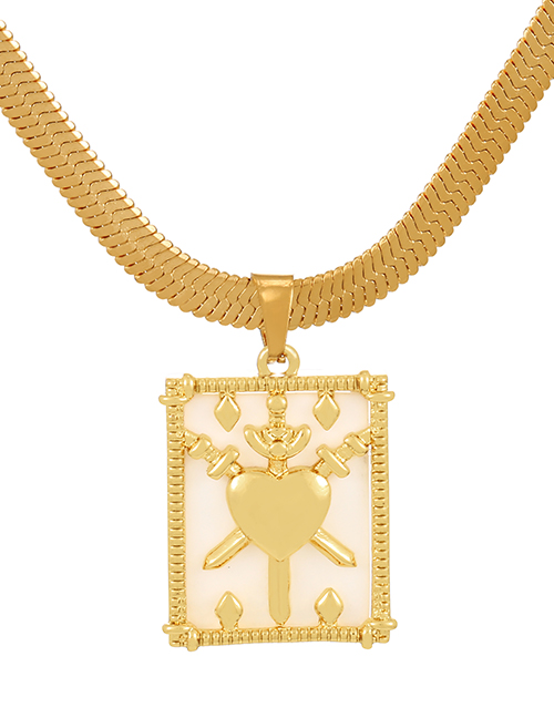 Fashion Gold Titanium Steel Heart Knife Tip Square Snake Bone Chain Necklace