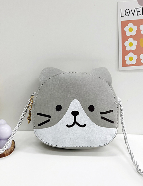 Fashion Grey Pu Cat Messenger Bag
