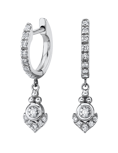 Fashion Silver Brass Inset Zirconium Geometric Earrings