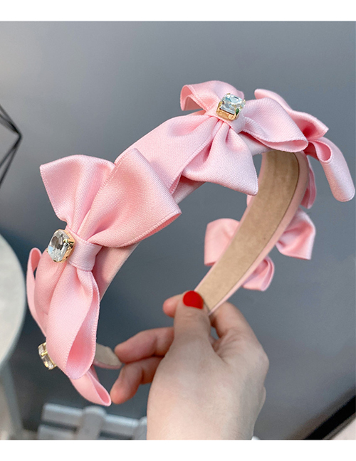 Fashion Pink Fabric Diamond Multiple Bow Headband