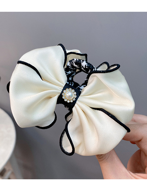 Fashion Beige Fabric Double-sided Bow Clip