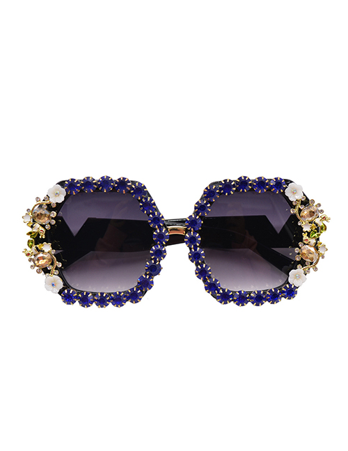 Fashion 4# Resin Diamond Large Frame Sunglasses