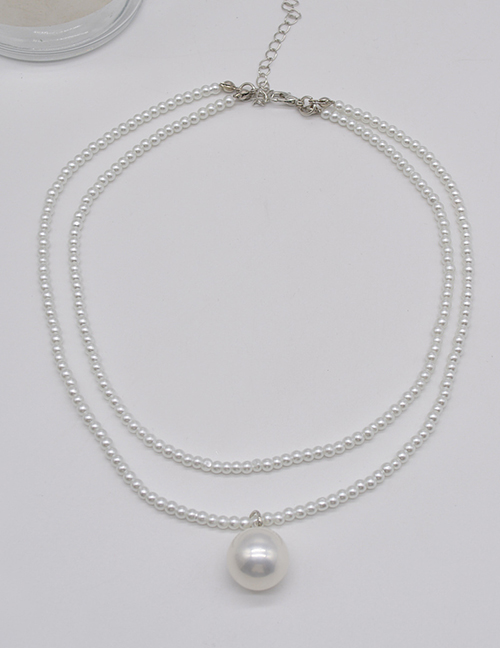 Fashion White Double Pearl Beaded Necklace