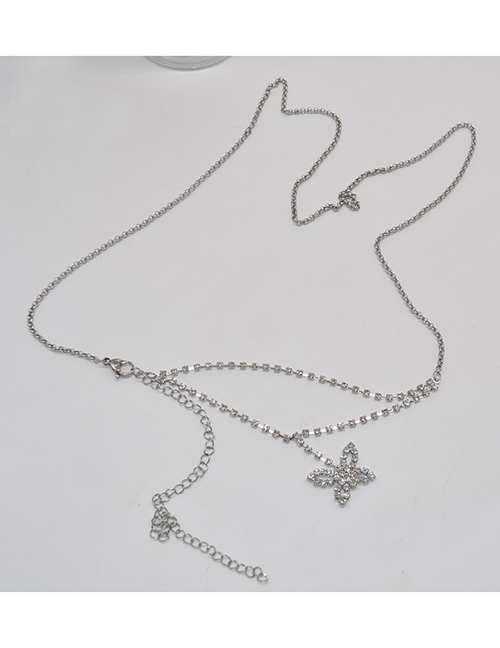 Fashion Silver Alloy Diamond Butterfly Chain Body Chain