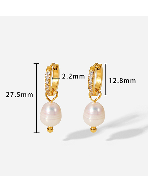 Fashion 13# Titanium Diamond Geometric Pearl Earrings