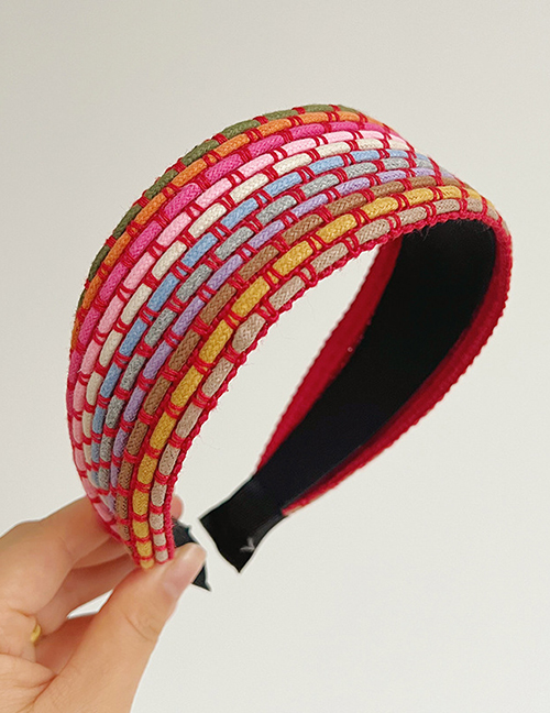 Fashion Red Iridescent Wide-brimmed Headband Rainbow Rope Braided Wide Brim Headband