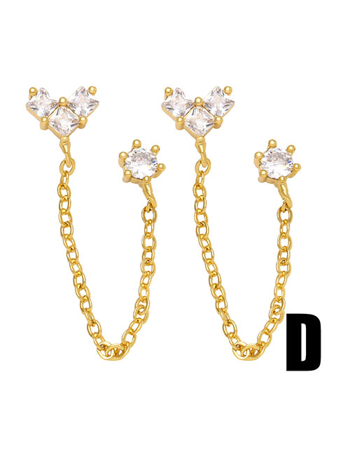 Fashion D Bronze Diamond Chain Earrings
