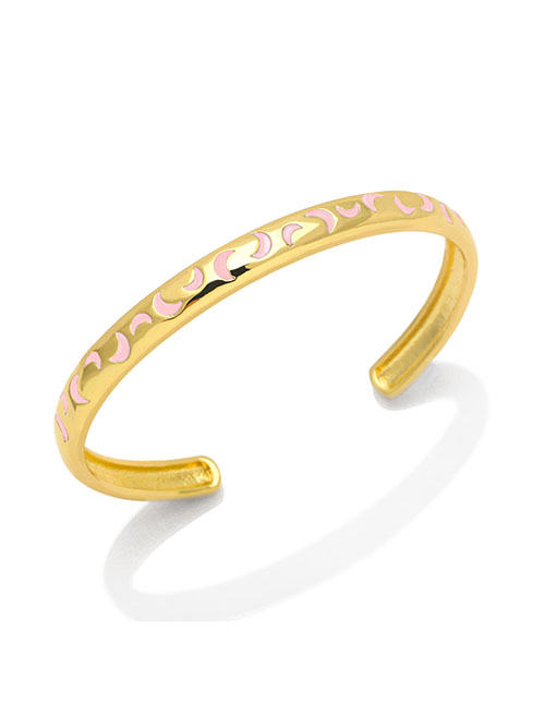 Fashion Pink Copper Drip Moon Open Bracelet