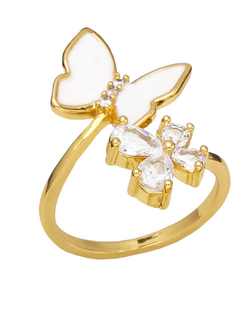 Fashion A Bronze Zirconium Shell Butterfly Open Ring