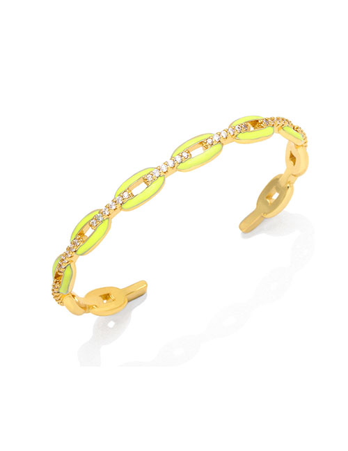 Fashion Yellow Bronze Diamond Drop Oil Geometric Open Bracelet