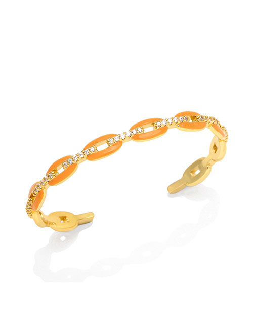Fashion Orange Bronze Diamond Drop Oil Geometric Open Bracelet