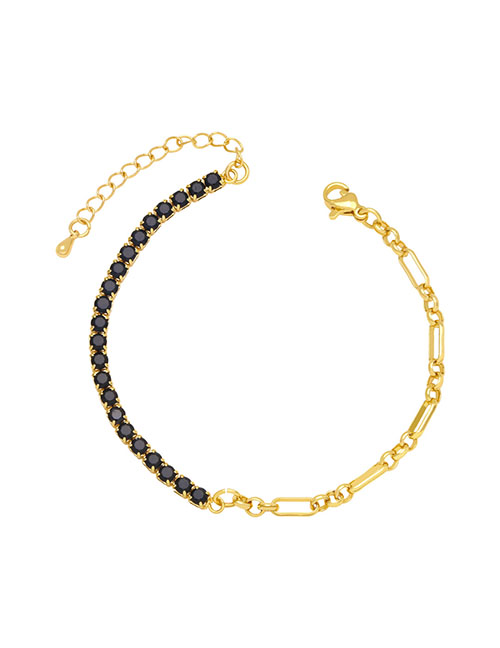 Fashion Black Bronze Zirconium Panel Chain Bracelet