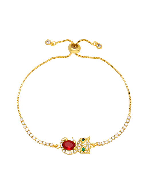 Fashion Red Bronze Zirconium Cat Pull Bracelet