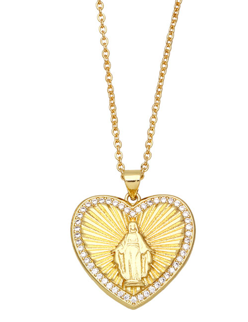 Fashion C Bronze Virgin Of Love Necklace With Diamonds