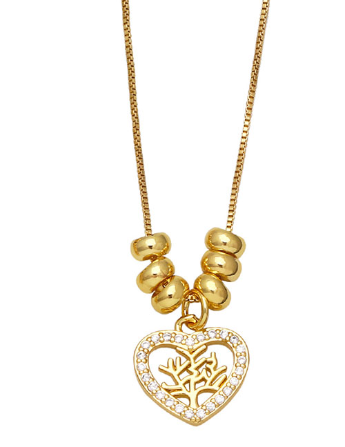 Fashion C Brass Diamond Heart Necklace