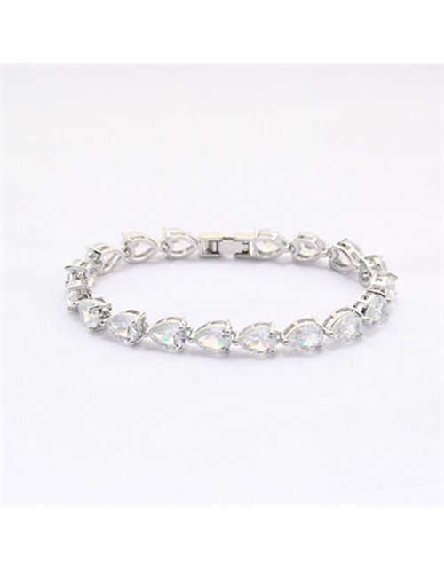 Fashion White White Diamond 17cm Bronze Zirconium Drop Bracelet