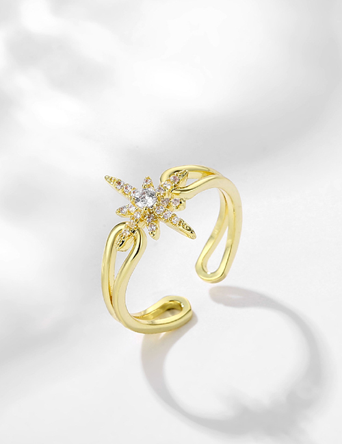 Fashion 5# Brass Diamond Geometric Open Ring