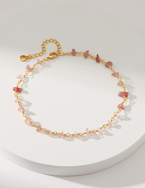 Fashion Pink Copper Gold Plated Irregular Shaped Crystal Anklet