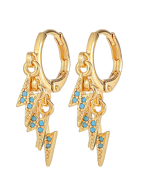 Fashion Sky Blue Copper Diamond Multilayer Lightning Earrings