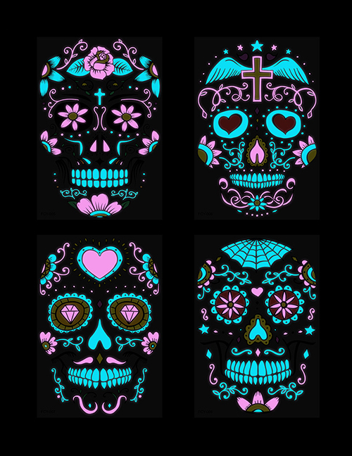 Fashion The Fcy005-008 Combination Set Is Specially Shot And The Total Number Of Shots Is Noted For The Combination Method Otherwise It Will Be Randomly Mixed Halloween Two-color Luminous Tattoo Stickers