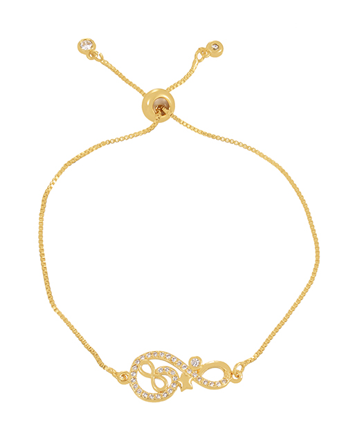 Fashion Gold-3 Brass Braided Bracelet With Zirconium Notes
