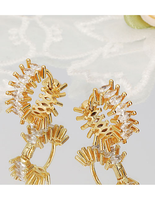 Fashion White Brass Inset Zirconium Geometric Earrings