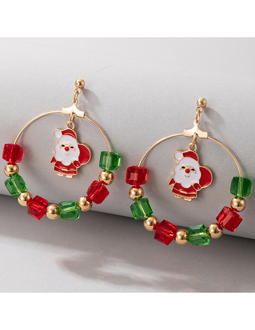 Fashion 9# Alloy Drop Oil Santa's Geometric Round Stud Earrings