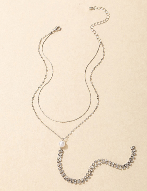Fashion Silver Color Alloy Diamond Tassel Double Necklace
