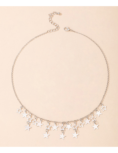 Fashion Silver Color Alloy Openwork Star Tassel Necklace
