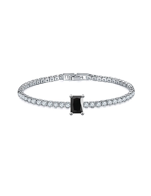 Fashion Black Gem Brass Set Square Zirconium Geometric Bracelet