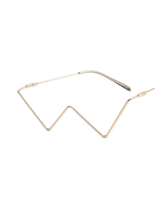 Fashion Gold Metal Sheetless Half Rim V-shaped Glasses Frame
