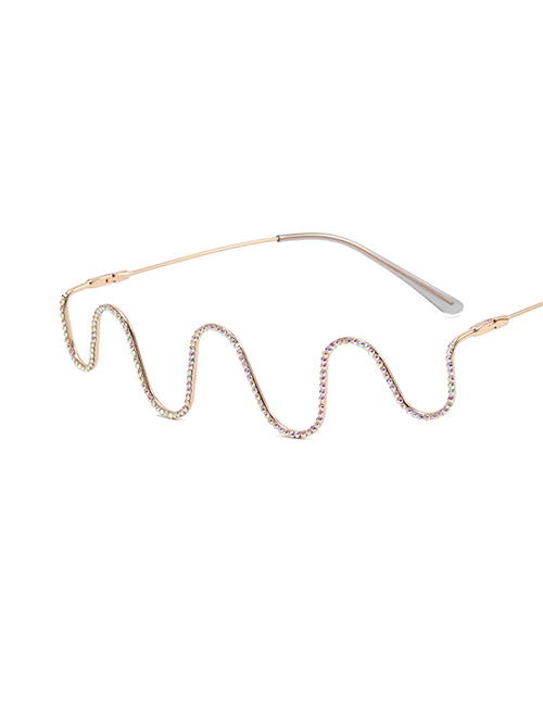 Fashion Gold Point Drill Plateless Diamond Wavy Eyeglass Frame