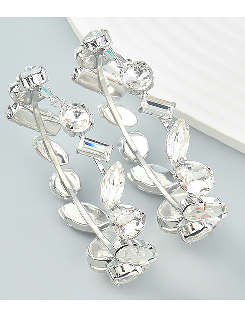 Fashion Silver Alloy Diamond Geometric Round Earrings