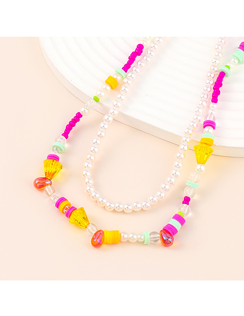 Fashion Color Resin Terracotta Imitation Pearl Beaded Necklace Set Of Two
