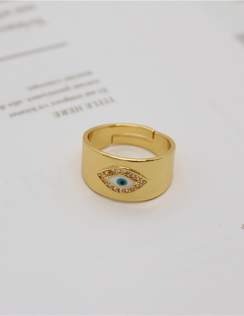 Fashion Yellow Alloy Diamond Eye Open Ring
