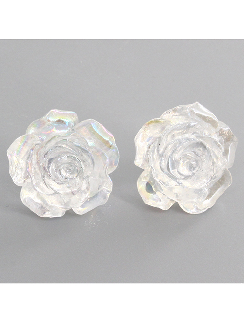 Fashion White Flower Resin Rose Stud Earrings