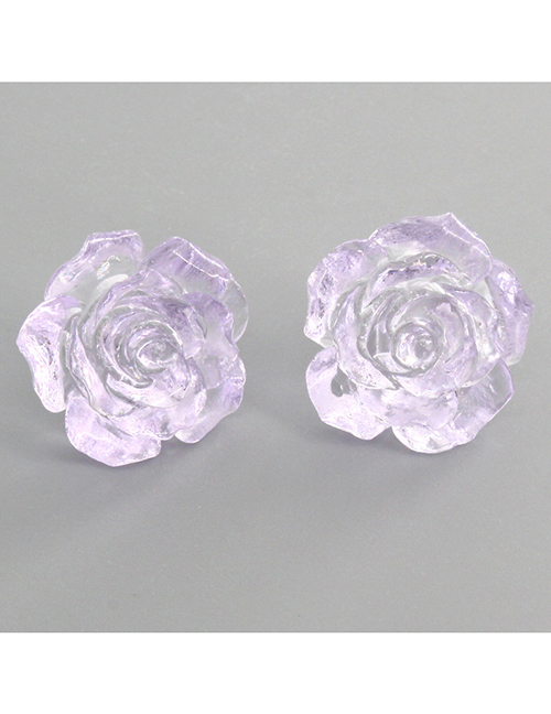 Fashion Purple Flower Resin Rose Stud Earrings