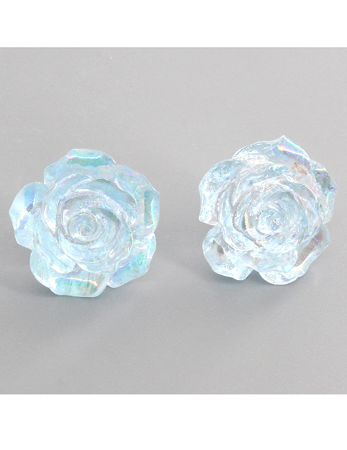 Fashion Blue Flower Resin Rose Stud Earrings