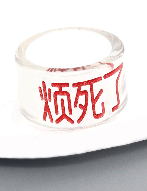 Fashion Light Red Ring Acrylic Text Ring