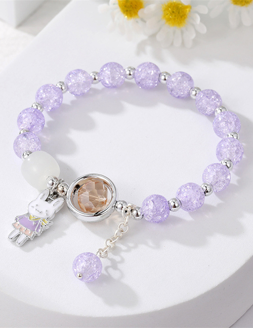 Fashion Purple Glass Beaded Bunny Bracelet