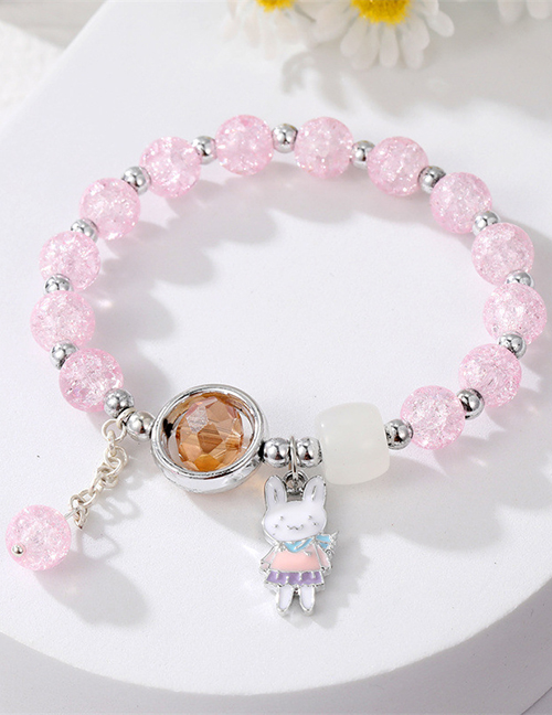Fashion Pink Glass Beaded Bunny Bracelet