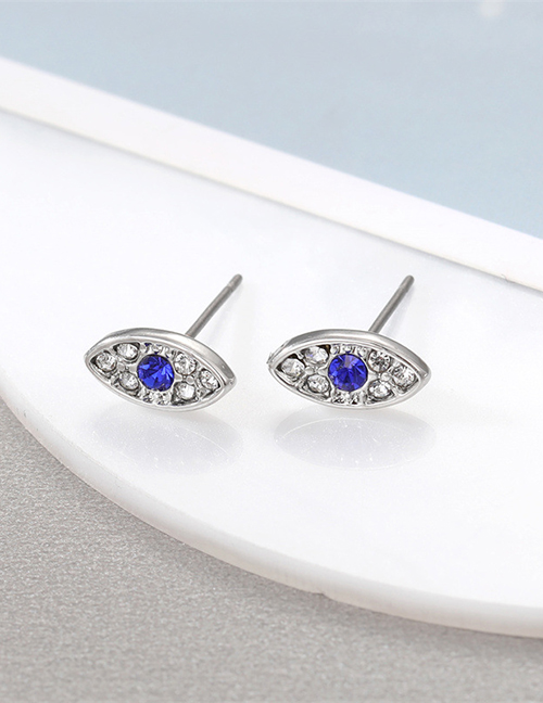 Fashion Silver Geometric Diamond Eye Stud Earrings