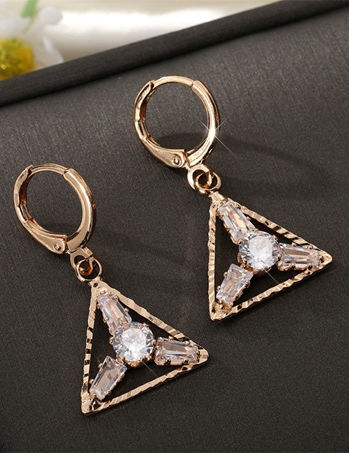Fashion Triangle Alloy Diamond Triangle Earrings