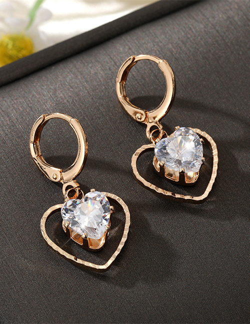 Fashion Love Alloy Diamond Heart Earrings