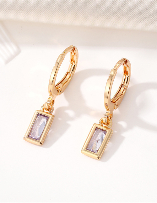 Fashion Purple Gemstone Earrings Alloy Set Square Diamond Earrings